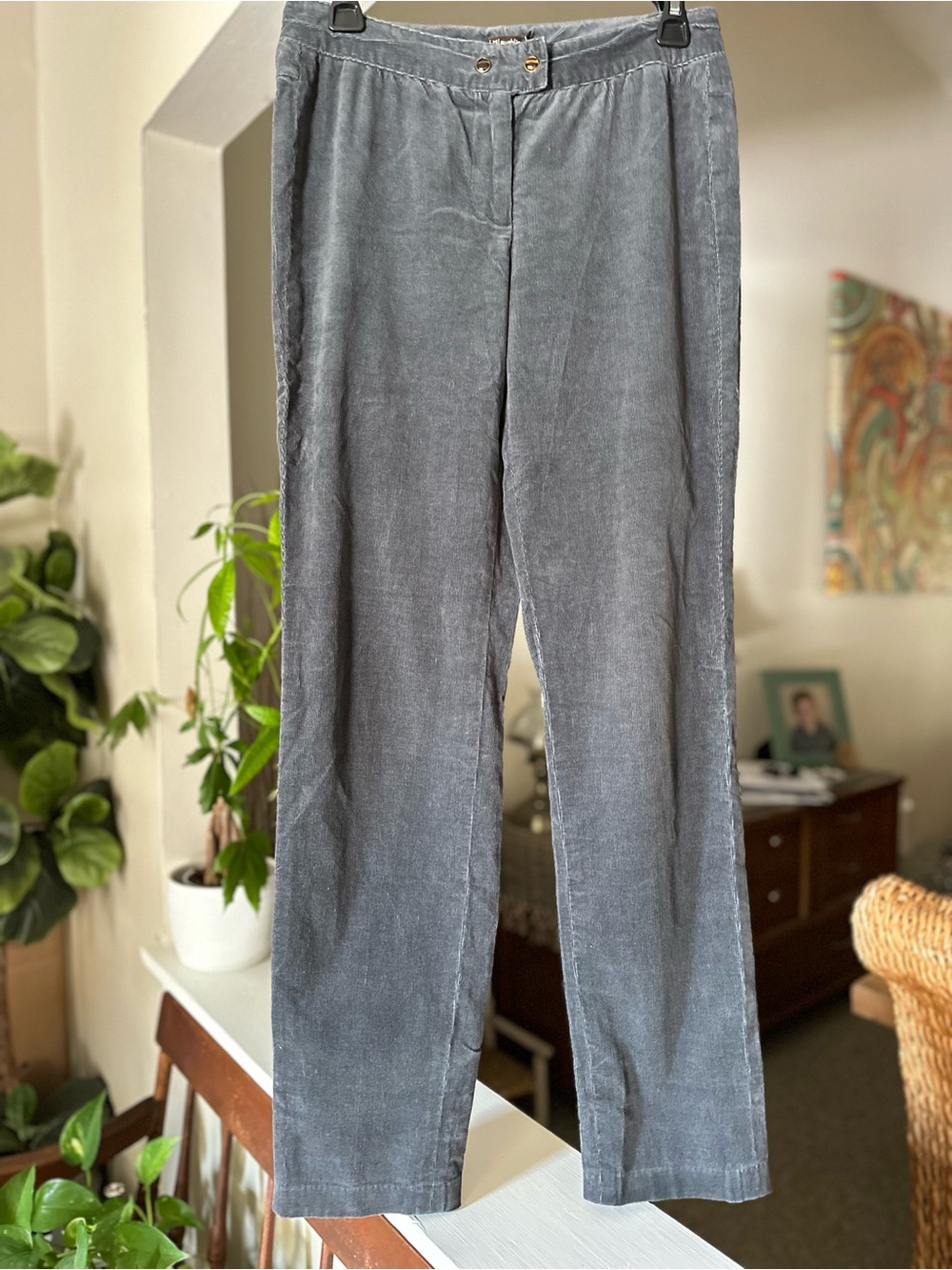 J. McLaughlin Slate Corduroy Straight-Leg Trousers